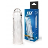Прозрачная закрытая насадка на пенис с ребрышками - 16 см. - Sex Expert - в Тамбове купить с доставкой