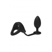 Черное эрекционное кольцо с анальной пробкой Cockstrap With Anal Plug - Dream Toys - в Тамбове купить с доставкой