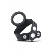Черное эрекционное кольцо с подхватом мошонки на кнопках VS6 - Blush Novelties - в Тамбове купить с доставкой