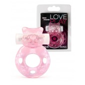 Розовое эрекционное виброкольцо в форме мишки - 1137 - в Тамбове купить с доставкой