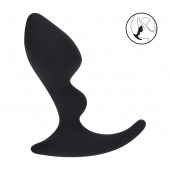 Черная анальная пробка для массажа простаты Double Ripple Silicone Prostate Massager - Shots Media BV - в Тамбове купить с доставкой