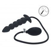 Черная анальная елочка с функцие расширения Beaded Inflatable Silicone Anal Plug - Shots Media BV