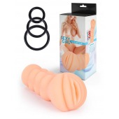 Телесный мастурбатор-вагина с эрекционными кольцами в комплекте - Sexy Girl - в Тамбове купить с доставкой