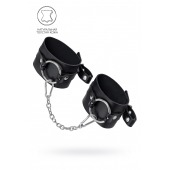 Черные оковы из толстой кожи с люверсами - Pecado - купить с доставкой в Тамбове