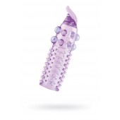 Гелевая фиолетовая насадка с шариками, шипами и усиком - 11 см. - Toyfa Basic - в Тамбове купить с доставкой