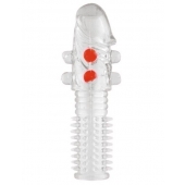 Гелевая прозрачная насадка с шариками и шипами - 14 см. - Toyfa Basic - в Тамбове купить с доставкой Гелевая прозрачная насадка с шариками и шипами - 14 см. - Toyfa Basic - в Тамбове купить с доставкой