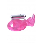 Розовая вибронасадка со стимулятор клитора   Язычок - Toyfa Basic - в Тамбове купить с доставкой
