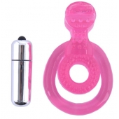 Розовая вибронасадка со стимулятор клитора   Язычок - Toyfa Basic - в Тамбове купить с доставкой