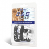 Утяжка на пенис на замочке Duo Cock And Ball Lock - BlueLine - купить с доставкой в Тамбове