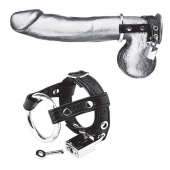 Утяжка на пенис на замочке Duo Cock And Ball Lock - BlueLine - купить с доставкой в Тамбове