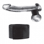 Чёрная утяжка на мошонку 1  Velcro Ball Stretcher - BlueLine - купить с доставкой в Тамбове