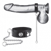 Утяжка на пенис с поводком Snap Cock Ring With 12  Leash - BlueLine - купить с доставкой в Тамбове