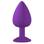 Большая фиолетовая анальная пробка Emotions Cutie Large с голубым кристаллом - 10 см. - Lola Games - купить с доставкой в Тамбове