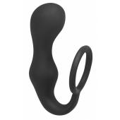 Чёрное эрекционное кольцо с анальной пробкой Double Pleasure Anal Plug - Lola Games - в Тамбове купить с доставкой