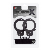 Чёрные наручники из листового металла в комплекте с веревкой BONDX METAL CUFFS LOVE ROPE SET - Dream Toys - купить с доставкой в Тамбове