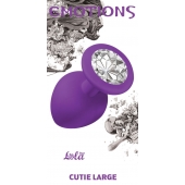 Большая фиолетовая анальная пробка Emotions Cutie Large с прозрачным кристаллом - 10 см. - Lola Games - купить с доставкой в Тамбове