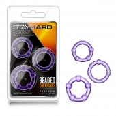 Набор из 3 фиолетовых эрекционных колец Stay Hard Beaded Cockrings - Blush Novelties - в Тамбове купить с доставкой