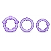 Набор из 3 фиолетовых эрекционных колец Stay Hard Beaded Cockrings - Blush Novelties - в Тамбове купить с доставкой