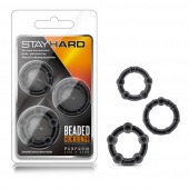 Набор из 3 чёрных эрекционных колец Stay Hard Beaded Cockrings - Blush Novelties - в Тамбове купить с доставкой