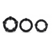 Набор из 3 чёрных эрекционных колец Stay Hard Beaded Cockrings - Blush Novelties - в Тамбове купить с доставкой