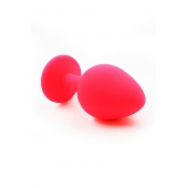 Розовая силиконовая анальная пробка с красным кристаллом - 7 см. - Kanikule - купить с доставкой в Тамбове