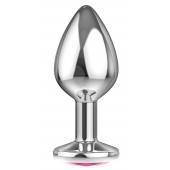 Большая серебристая анальная пробка Diamond Pink Sparkle Large с розовым кристаллом - 8 см. - Lola Games - купить с доставкой в Тамбове