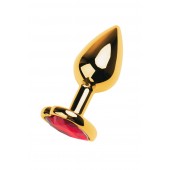 Золотистая анальная пробка с кристаллом-сердцем - 7,5 см. - ToyFa - купить с доставкой в Тамбове