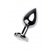 Серебристая анальная пробка с прозрачным кристаллом-сердцем - 8 см. - ToyFa - купить с доставкой в Тамбове