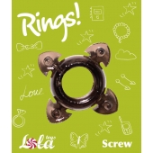 Чёрное эрекционное кольцо Rings Screw - Lola Games - в Тамбове купить с доставкой