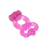 Розовое эрекционное кольцо Rings Treadle с подхватом - Lola Games - в Тамбове купить с доставкой