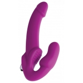 Ярко-розовый безремневой вибрострапон Evoke Vibrating Strapless Silicone Strap-on Dildo - XR Brands - купить с доставкой в Тамбове