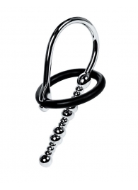 Серебристый уретральный плаг-бусины TOYFA Metal с мягким фиксириющим кольцом - ToyFa - купить с доставкой в Тамбове