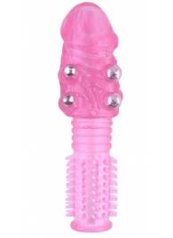 Стимулирующая розовая насадка с шишечками и шипами - 13,5 см. - Toyfa Basic - в Тамбове купить с доставкой
