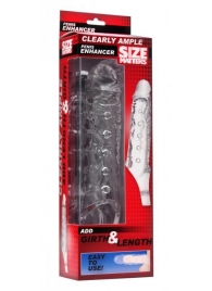 Прозразная закрытая насадка на пенис с поддержкой мошонки Clearly Ample Penis Enhancer - 22 см. - XR Brands - в Тамбове купить с доставкой
