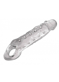 Прозразная закрытая насадка на пенис с поддержкой мошонки Clearly Ample Penis Enhancer - 22 см. - XR Brands - в Тамбове купить с доставкой