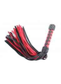 Черно-красная клеть с плетеной ручкой с ромбовидным узором - 45 см. - БДСМ Арсенал - купить с доставкой в Тамбове