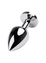 Серебристая коническая анальная пробка с красным кристаллом - 8 см. - ToyFa - купить с доставкой в Тамбове