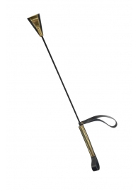 Черно-золотистый стек с хлопушкой из кожи - 62 см. - Sitabella - купить с доставкой в Тамбове