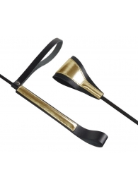 Черно-золотистый стек с хлопушкой из кожи - 62 см. - Sitabella - купить с доставкой в Тамбове