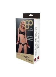 Красно-чёрные наручники на металлической цепочке - Blush Novelties - купить с доставкой в Тамбове