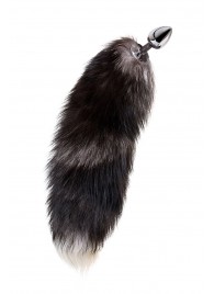 Серебристая металлическая анальная втулка с хвостом чернобурой лисы - размер S - ToyFa - купить с доставкой в Тамбове