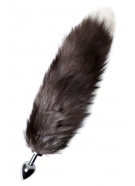 Серебристая металлическая анальная втулка с хвостом чернобурой лисы - размер S - ToyFa - купить с доставкой в Тамбове