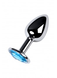 Серебристая конусовидная анальная пробка с голубым кристаллом - 7 см. - ToyFa - купить с доставкой в Тамбове
