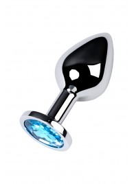 Серебристая конусовидная анальная пробка с голубым кристаллом - 8 см. - ToyFa - купить с доставкой в Тамбове