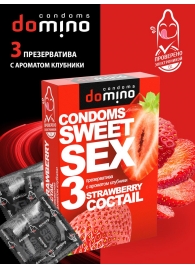 Презервативы для орального секса DOMINO Sweet Sex с ароматом клубничного коктейля  - 3 шт. - Domino - купить с доставкой в Тамбове
