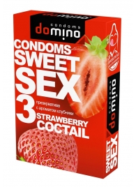 Презервативы для орального секса DOMINO Sweet Sex с ароматом клубничного коктейля  - 3 шт. - Domino - купить с доставкой в Тамбове