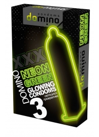 Презервативы DOMINO Neon Green со светящимся в темноте кончиком - 3 шт. - Domino - купить с доставкой в Тамбове