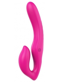 Ярко-розовый безремневой страпон REMOTE DOUBLE DIPPER - 22 см. - Dream Toys - купить с доставкой в Тамбове