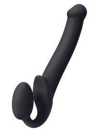 Черный безремневой страпон Silicone Bendable Strap-On M - Strap-on-me - купить с доставкой в Тамбове