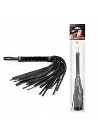 Черная гладкая плеть-флоггер с ручкой - 40 см. - Notabu - купить с доставкой в Тамбове